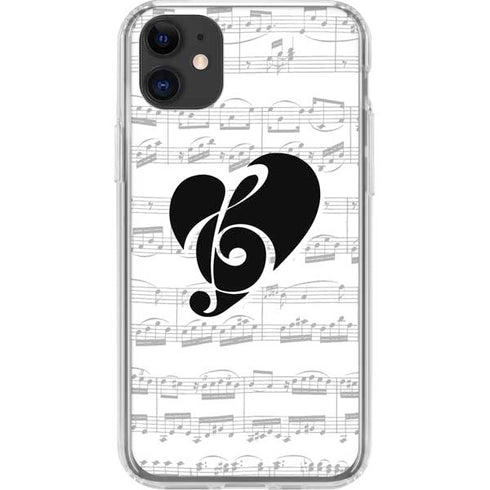 BW Musical Notes iPhone 11 Clear Case