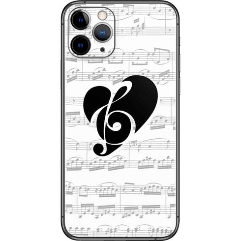 BW Musical Notes iPhone 11 Pro Skin