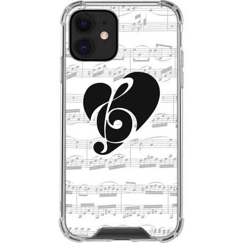BW Musical Notes iPhone 12 Clear Case