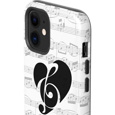BW Musical Notes iPhone 12 Impact Case