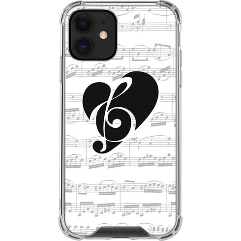BW Musical Notes iPhone 12 Mini Clear Case