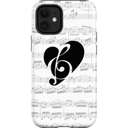 BW Musical Notes iPhone 12 Mini Impact Case