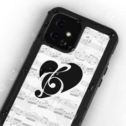 BW Musical Notes iPhone 12 Mini Waterproof Case