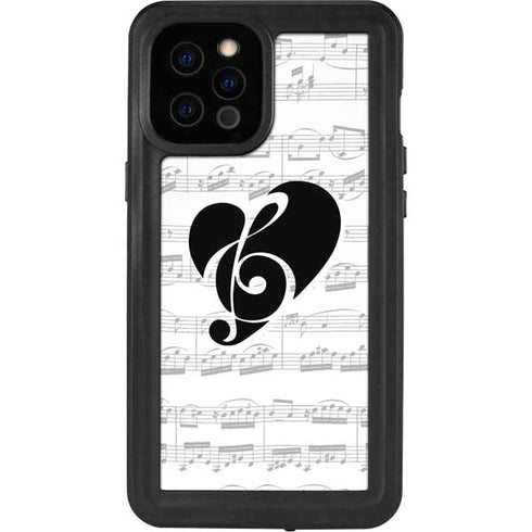 BW Musical Notes iPhone 12 Pro Max Waterproof Case