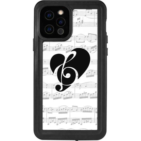 BW Musical Notes iPhone 12 Pro Waterproof Case
