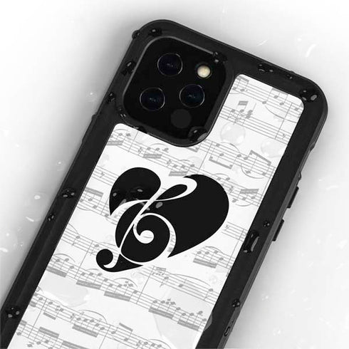 BW Musical Notes iPhone 12 Pro Waterproof Case