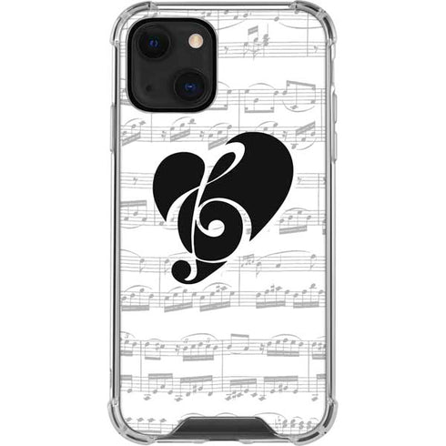 BW Musical Notes iPhone 13 Mini Clear Case