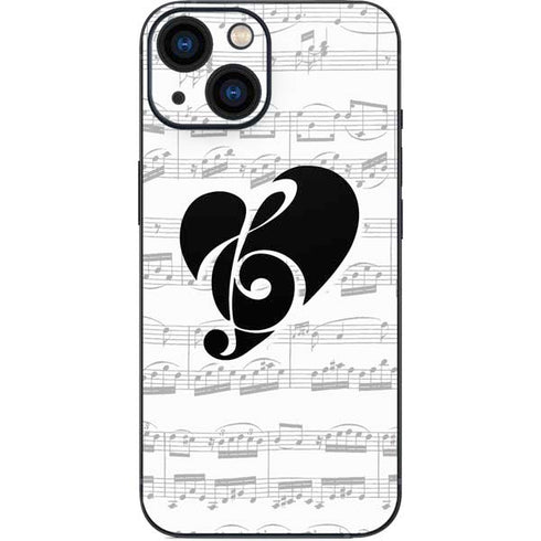 BW Musical Notes iPhone 13 Mini Skin