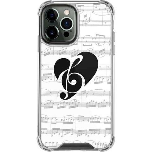 BW Musical Notes iPhone 13 Pro Max Clear Case