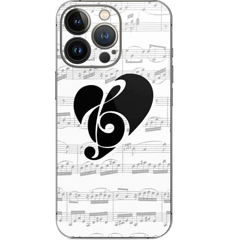 BW Musical Notes iPhone 13 Pro Skin