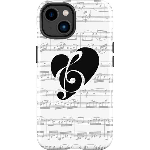 BW Musical Notes iPhone 15 Plus Impact Case