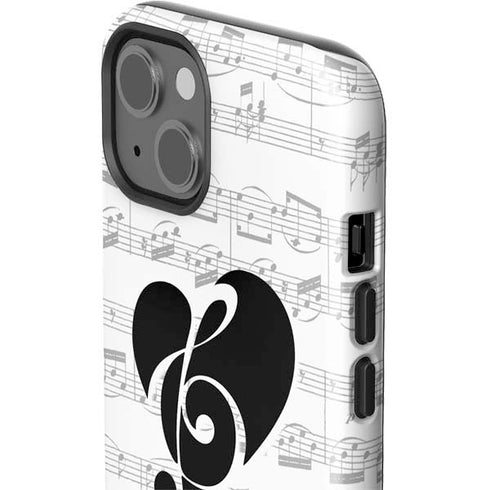 BW Musical Notes iPhone 15 Plus Impact Case