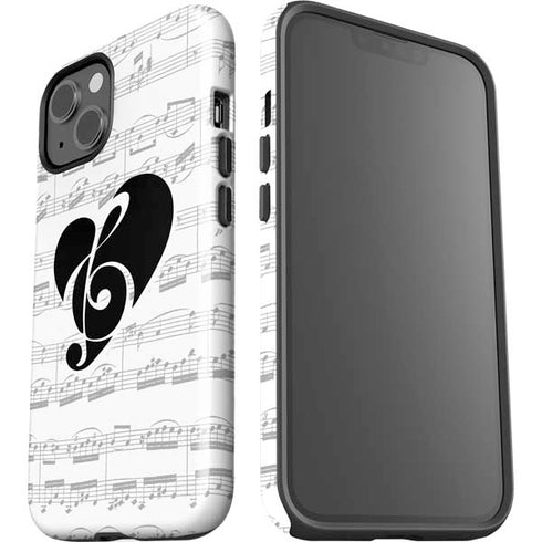 BW Musical Notes iPhone 14 Impact Case