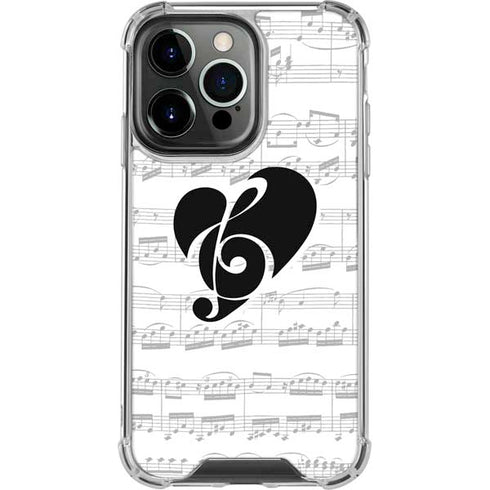 BW Musical Notes iPhone 15 Pro Clear Case