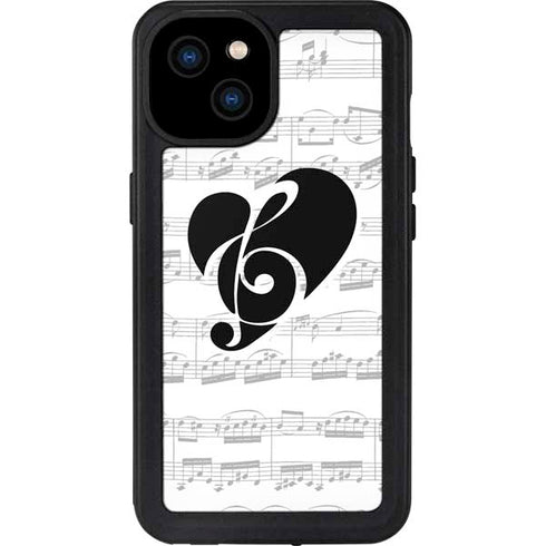 BW Musical Notes iPhone 15 Plus Waterproof Case