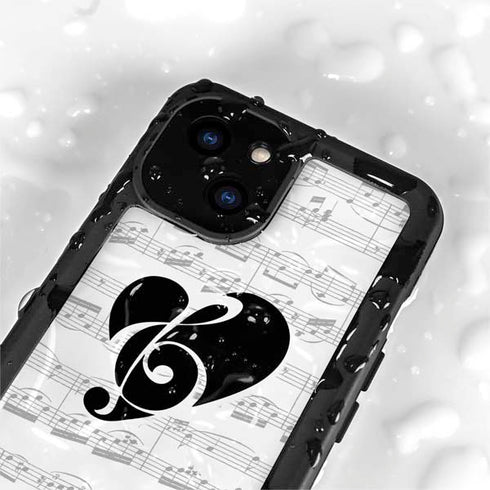 BW Musical Notes iPhone 15 Waterproof Case