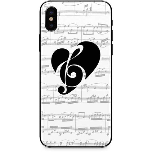 BW Musical Notes iPhone X Skin