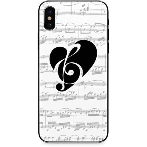 BW Musical Notes iPhone XS Skin