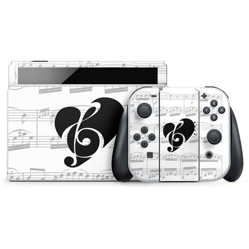BW Musical Notes Nintendo Switch OLED (2021) Skin