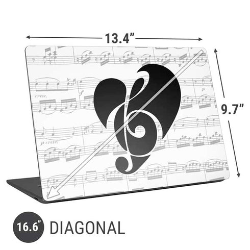 BW Musical Notes Universal Laptop 16.6in (13.4 x 9.7in) Skin