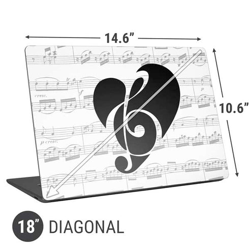 BW Musical Notes Universal Laptop 18in (14.6 x 10.6in) Skin