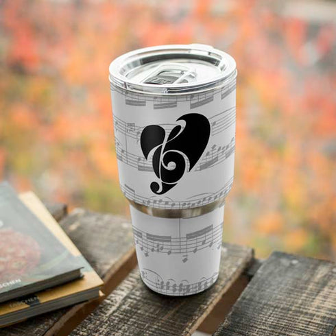 BW Musical Notes Yeti 30oz Rambler Tumbler Skin