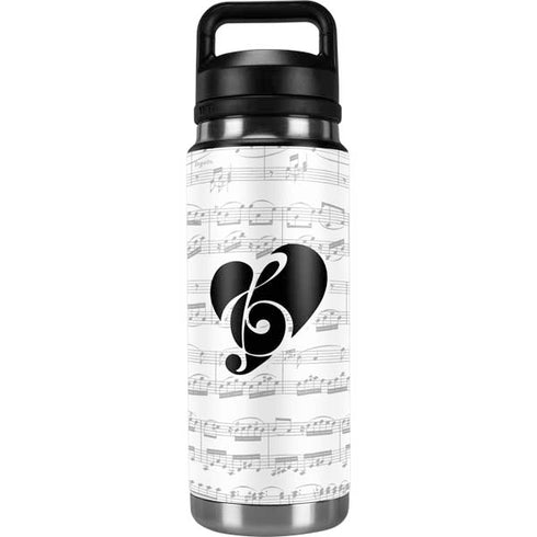 BW Musical Notes YETI Rambler 26oz Bottle Skin