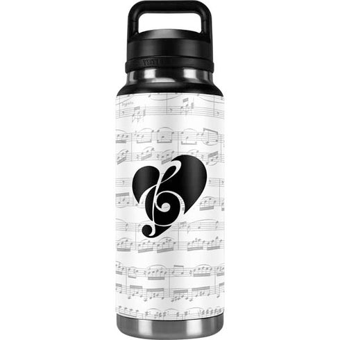 BW Musical Notes YETI Rambler 36oz Bottle Skin