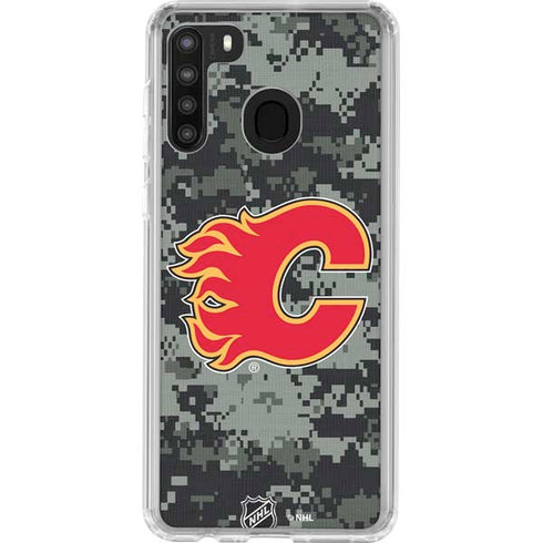 NHL Calgary Flames Camo Galaxy A21 Clear Case