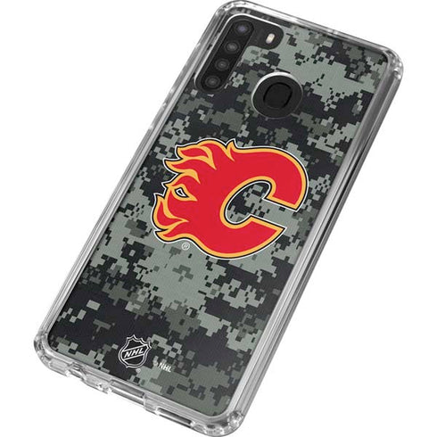 NHL Calgary Flames Camo Galaxy A21 Clear Case