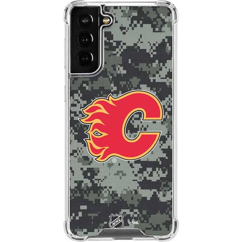 NHL Calgary Flames Camo Galaxy S21 FE Clear Case