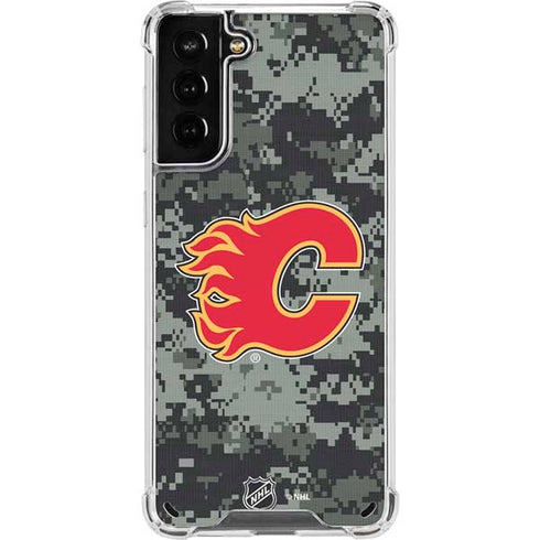 NHL Calgary Flames Camo Galaxy S21 Plus 5G Clear Case