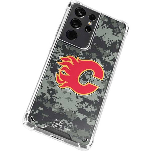 NHL Calgary Flames Camo Galaxy S21 Ultra 5G Clear Case