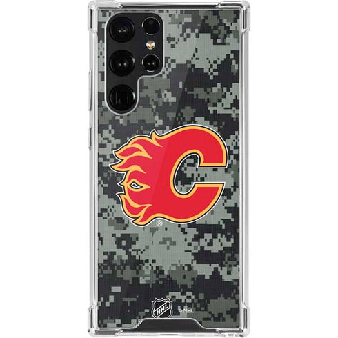 NHL Calgary Flames Camo Galaxy S22 Ultra Clear Case