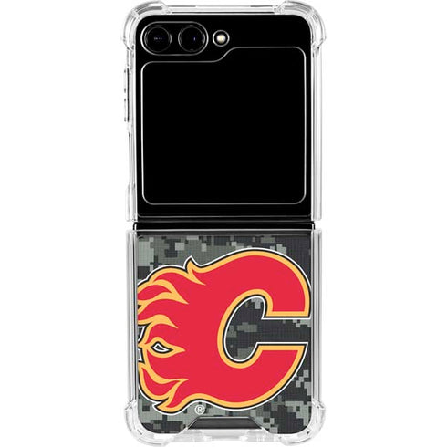 NHL Calgary Flames Camo Galaxy Z Flip5 5G Clear Case