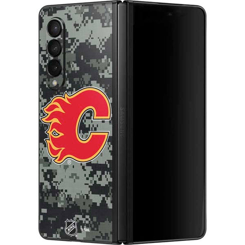 NHL Calgary Flames Camo Galaxy Z Fold3 5G Skin