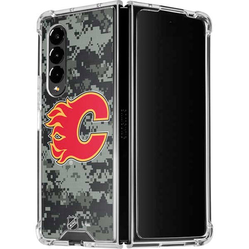 NHL Calgary Flames Camo Galaxy Z Fold4 5G Clear Case