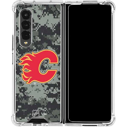 NHL Calgary Flames Camo Galaxy Z Fold4 5G Clear Case