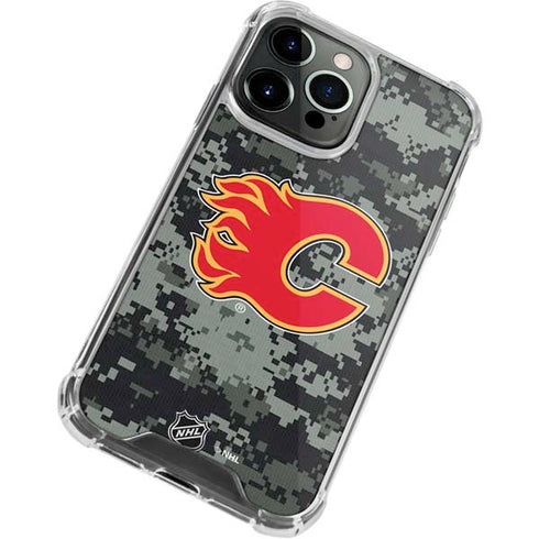 NHL Calgary Flames Camo iPhone 13 Pro Clear Case
