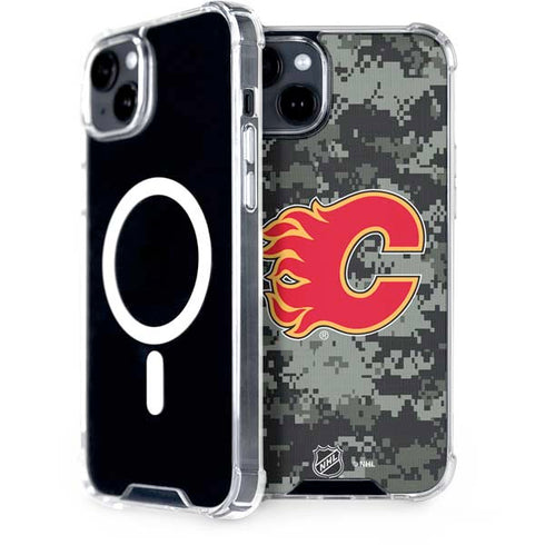 NHL Calgary Flames Camo iPhone 15 Plus MagSafe Case