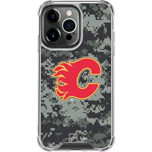 NHL Calgary Flames Camo iPhone 15 Pro Clear Case