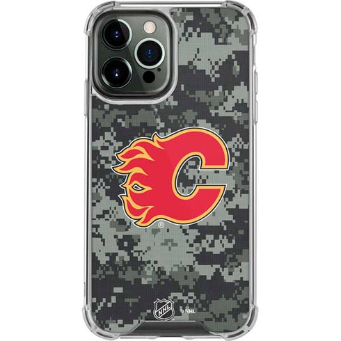 NHL Calgary Flames Camo iPhone 14 Pro Max Clear Case