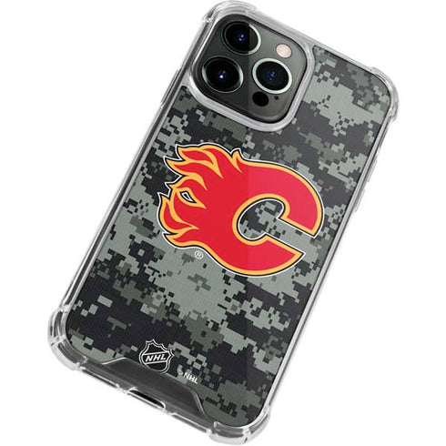 NHL Calgary Flames Camo iPhone 15 Pro Max Clear Case