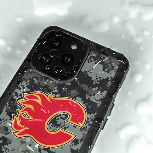 NHL Calgary Flames Camo iPhone 14 Pro Max Waterproof Case