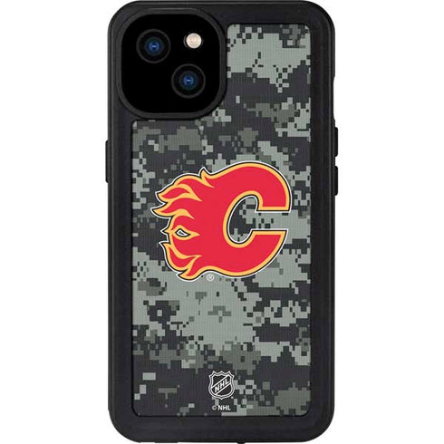 NHL Calgary Flames Camo iPhone 15 Plus Waterproof Case