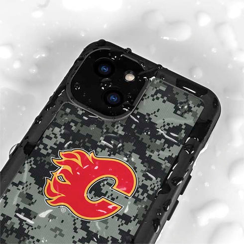 NHL Calgary Flames Camo iPhone 15 Plus Waterproof Case