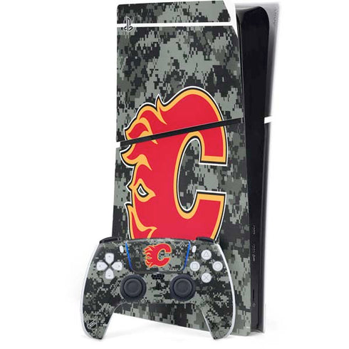 NHL Calgary Flames Camo PS5 Slim Digital Edition Bundle Skin