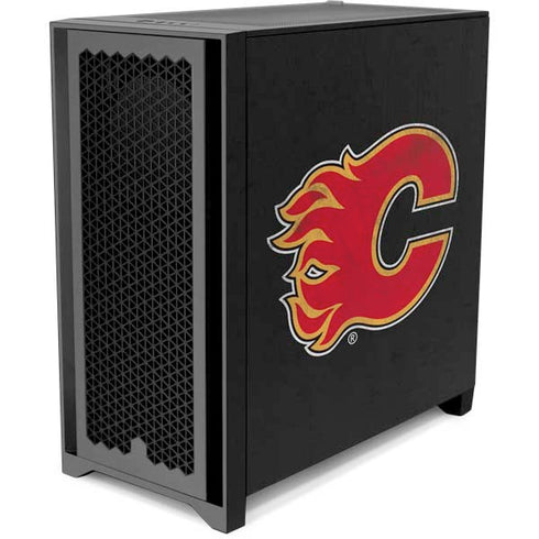NHL Calgary Flames Distressed Corsair 4000D Tempered Glass Mid-Tower ATX Case Skin
