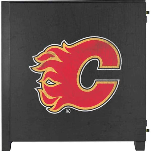 NHL Calgary Flames Distressed Corsair 4000D Tempered Glass Mid-Tower ATX Case Skin