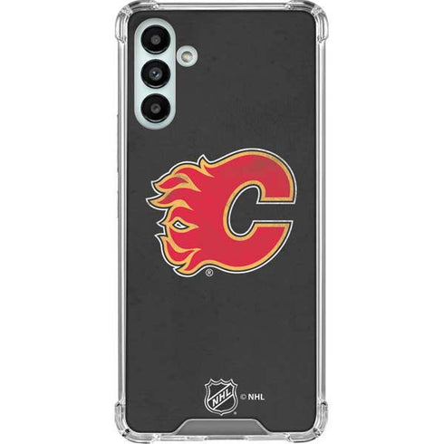 NHL Calgary Flames Distressed Galaxy A13 5G Clear Case